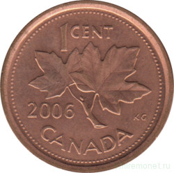 Монета. Канада. 1 цент 2006 год. Цинк покрытый медью.