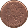 Монета. Канада. 1 цент 2006 год. Цинк покрытый медью. ав.