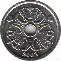 Монета. Дания. 1 крона 2008 год.