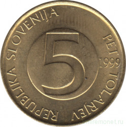 Монета. Словения. 5 толаров 1999 год.