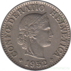 Монета. Швейцария. 10 раппенов 1952 год.