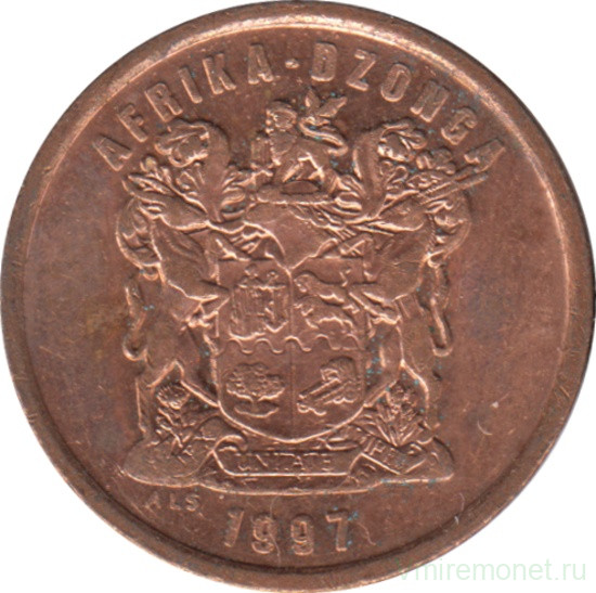 Монета. Южно-Африканская республика (ЮАР). 5 центов 1997 год.