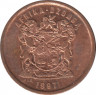 Монета. Южно-Африканская республика (ЮАР). 5 центов 1997 год. ав.