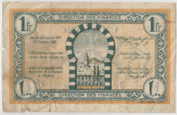 Банкнота. Тунис. 1 франк 1943 год. Тип 55.