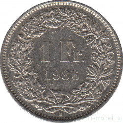 Монета. Швейцария. 1 франк 1986 год.