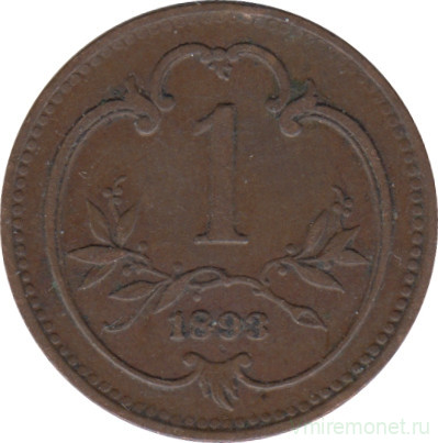 Монета. Австро-Венгерская империя. 1 геллер 1893 год.