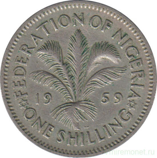Монета. Нигерия. 1 шиллинг 1959 год.