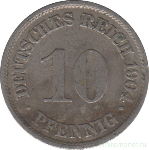 Монета. Германия (Германская империя 1871-1922). 10 пфеннигов 1904 год. (A).