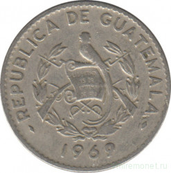 Монета. Гватемала. 10 сентаво 1969 год.
