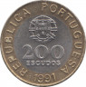 Монета. Португалия. 200 эскудо 1991 год. рев.