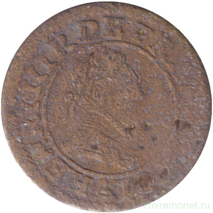 Монета. Франция. 2 денье (двойной турнуа) 1588-1589 год. Генрих III.