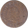 Монета. Франция. 2 денье (двойной турнуа) 1588-1589 год. Генрих III.
