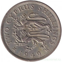 Монета. Кипр. 2 шиллинга 1949 год.