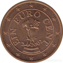Монета. Австрия. 1 цент 2002 год.