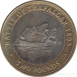 Монета. Гибралтар. 2 фунта 2005 год. Трафальгарская битва 1805.