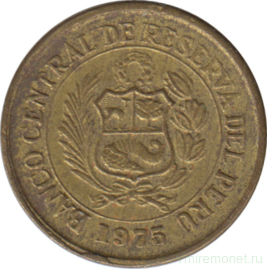 Монета. Перу. 10 сентаво 1975 год. Новый тип.