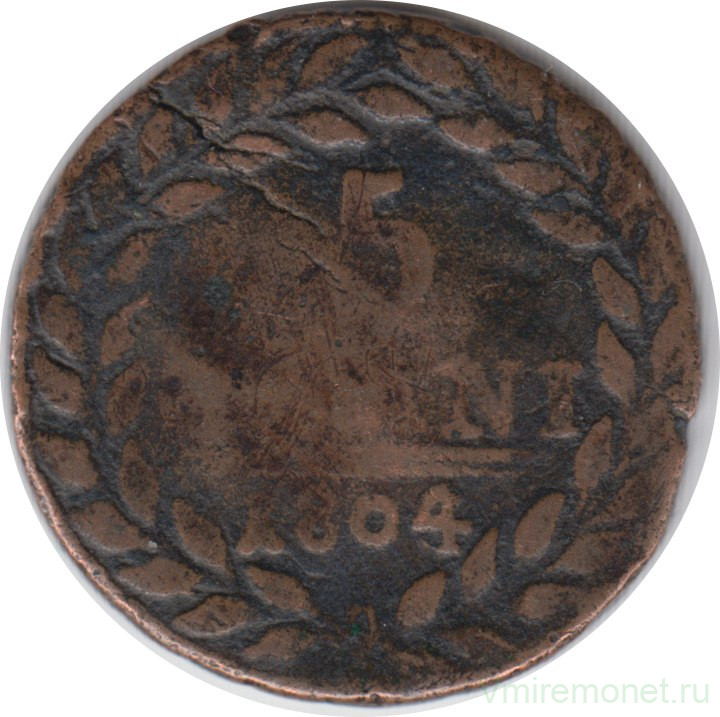 Монета. Королевство Сицилия. 5 грано 1804 год.