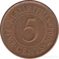 Монета. Маврикий. 5 центов 2004 год.