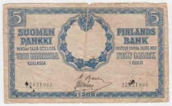 Банкнота. Русская Финляндия. 5 марок 1909 год. Тип 9(12).