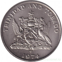Монета. Тринидад и Тобаго. 25 центов 1974 год.