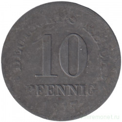 Монета. Германская империя. 10 пфеннигов 1917 год. Магнитная. (D).