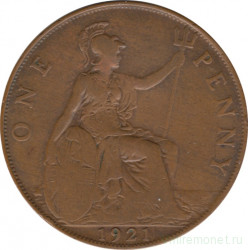 Монета. Великобритания. 1 пенни 1921 год.