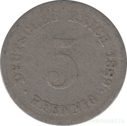 Монета. Германия (Германская империя 1871-1922). 5 пфеннигов 1889 год. (D).