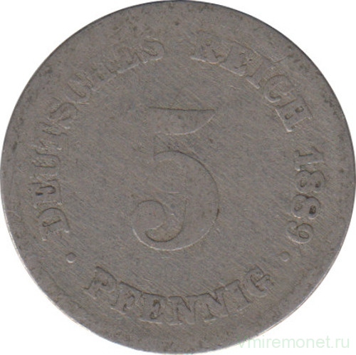Монета. Германская империя. 5 пфеннигов 1889 год. (D).