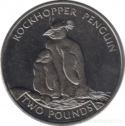 Монета. Великобритания. Южная Георгия и Южные Сэндвичевы острова. 2 фунта 2006 год. Хохлатый пингвин.