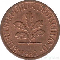 Монета. ФРГ. 1 пфенниг 1982 год. Монетный двор - Мюнхен (D).