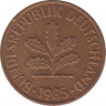  Монета. ФРГ. 2 пфеннига 1985 год. Монетный двор - Карлсруэ (G). ав.