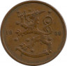 Аверс.Монета. Финляндия. 10 пенни 1938 год.