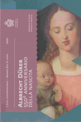Монета. Сан-Марино. 2 евро 2021 год. 550 лет со дня рождения Альбрехта Дюрера. Буклет, коинкарта.