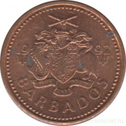Монета. Барбадос. 1 цент 1992 год.