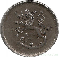 Монета. Финляндия. 1 марка 1947 год. 