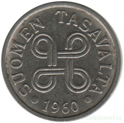 Монета. Финляндия. 5 марок 1960 год.