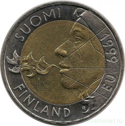 Монета. Финляндия. 10 марок 1999 год. Финское председательство в ЕС.