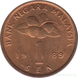 Монета. Малайзия. 1 сен 1989 год.