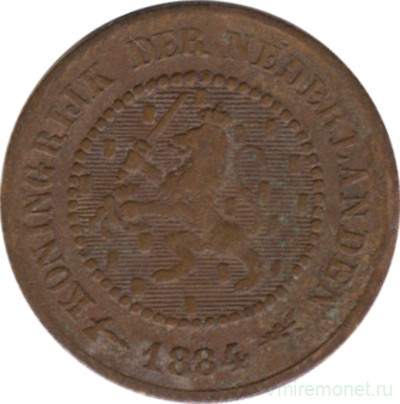 Монета. Нидерланды. 1/2 цента 1884 год.