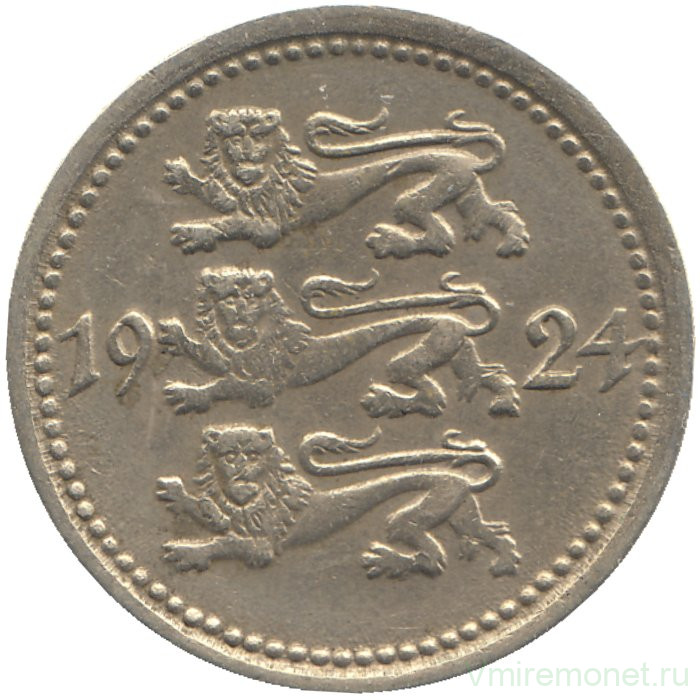 Монета. Эстония. 5 марок 1924 год.