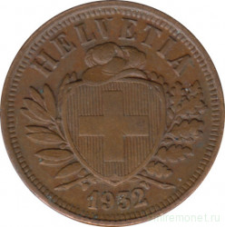 Монета. Швейцария. 2 раппена 1932 год.