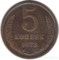 Монета. СССР. 5 копеек 1973 год.
