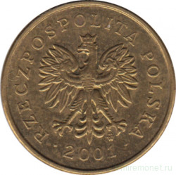 Монета. Польша. 2 гроша 2001 год.