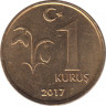 Монета. Турция. 1 куруш 2017 год. ав.