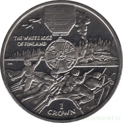 Монета. Великобритания. Остров Мэн. 1 крона 2004 год. Ордена Великобритании. Орден Белой розы Финляндии.