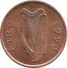 Монета. Ирландия. 2 пенса 1990 год.