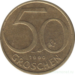 Монета. Австрия. 50 грошей 1990 год.