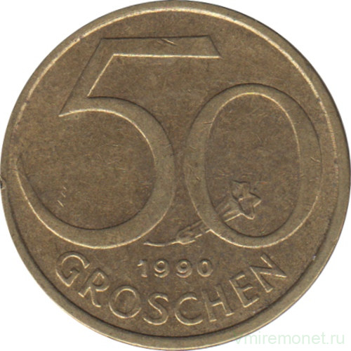 Монета. Австрия. 50 грошей 1990 год.