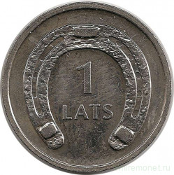 Монета. Латвия. 1 лат 2010 год. Подкова вниз.