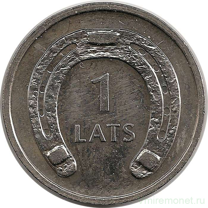 Монета. Латвия. 1 лат 2010 год. Подкова вниз.